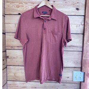 Toad&Co Mens Large Organic Cotton Slub Polo Shirt Short Sleeve Rose Pink Pocket